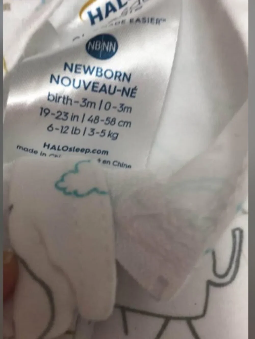 Halo Sleepsack and Swaddle Elephant Back is Best Size NB 0-3 months
